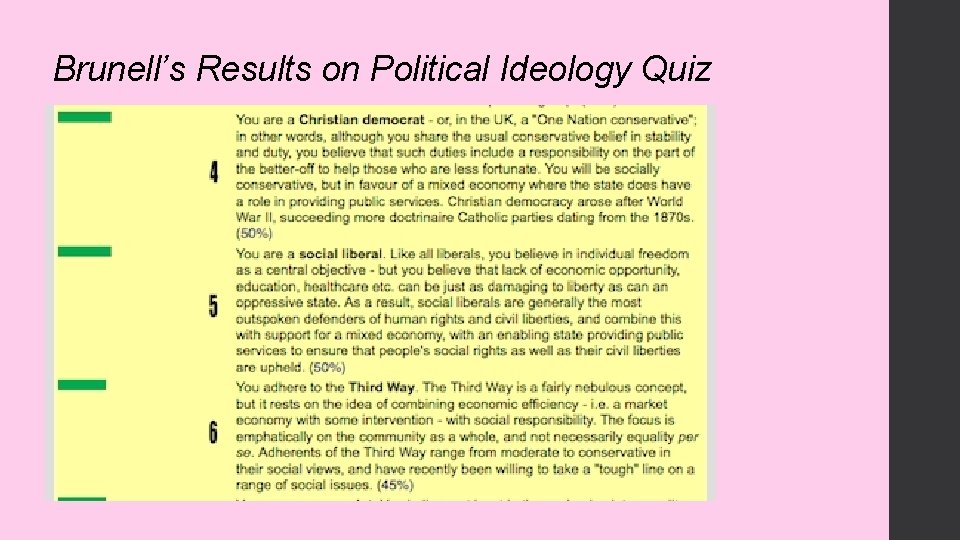 Brunell’s Results on Political Ideology Quiz 