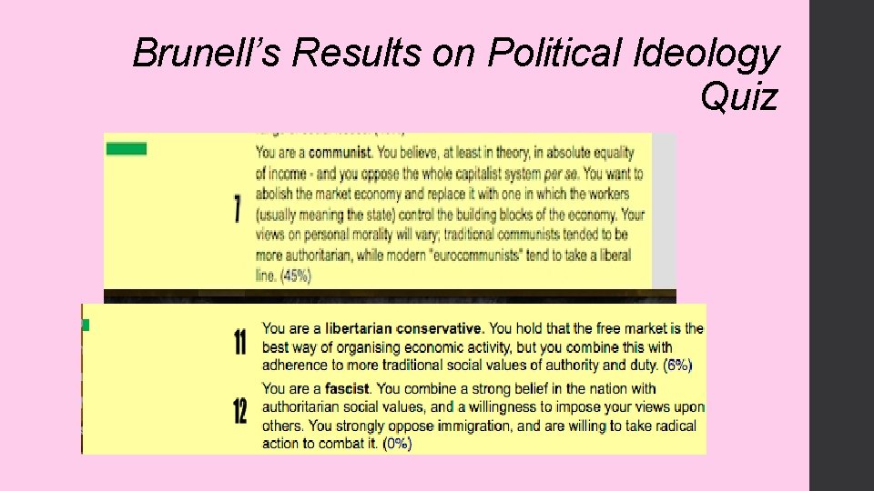 Brunell’s Results on Political Ideology Quiz 