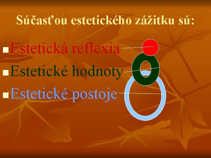 Súčasťou estetického zážitku sú: Estetická reflexia n Estetické hodnoty n Estetické postoje n 