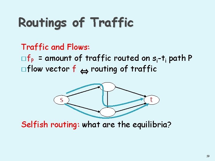 Routings of Traffic and Flows: � f. P = amount of traffic routed on