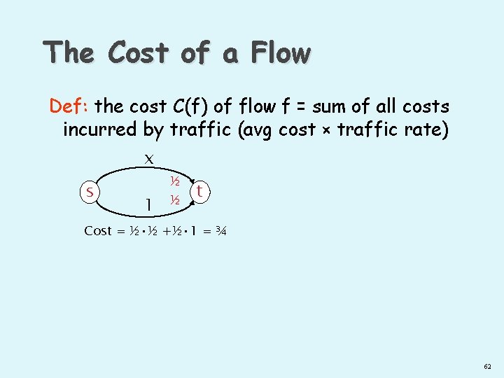The Cost of a Flow Def: the cost C(f) of flow f = sum