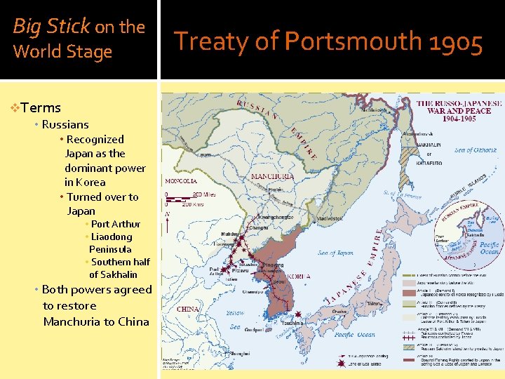 Big Stick on the World Stage v. Terms • Russians • Recognized Japan as