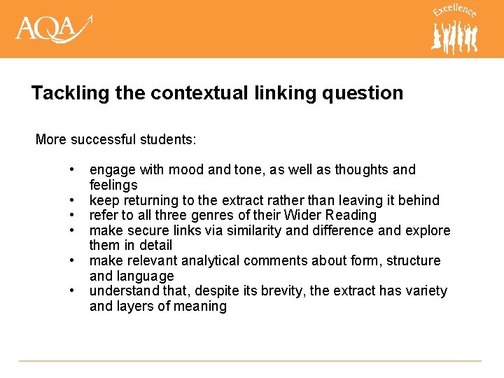 Tackling the contextual linking question More successful students: • • • engage with mood