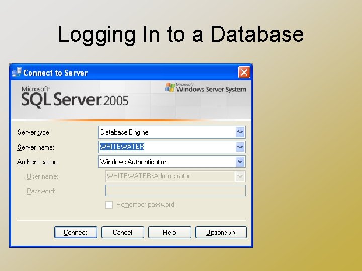 Logging In to a Database 