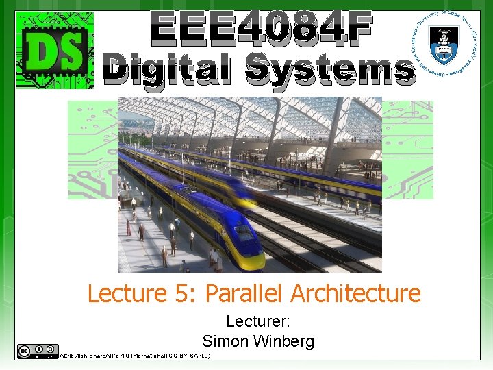 EEE 4084 F Digital Systems Lecture 5: Parallel Architecture Lecturer: Simon Winberg Attribution-Share. Alike