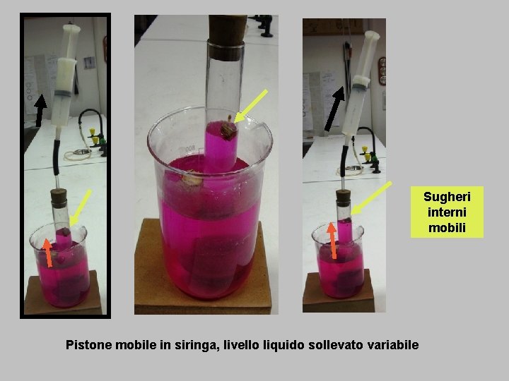 Sugheri interni mobili Pistone mobile in siringa, livello liquido sollevato variabile 