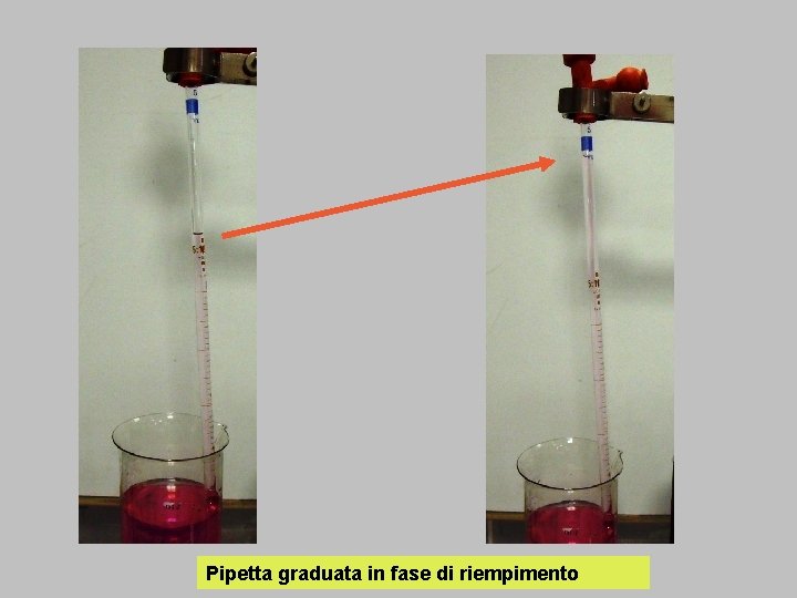 Pipetta graduata in fase di riempimento 