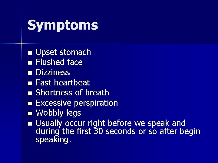 Symptoms n n n n Upset stomach Flushed face Dizziness Fast heartbeat Shortness of