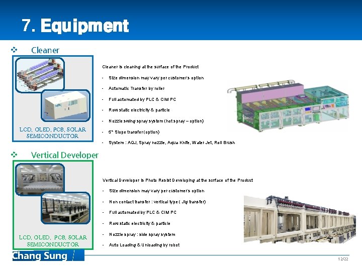 7. Equipment v Cleaner is cleaning at the surface of the Product LCD, OLED,