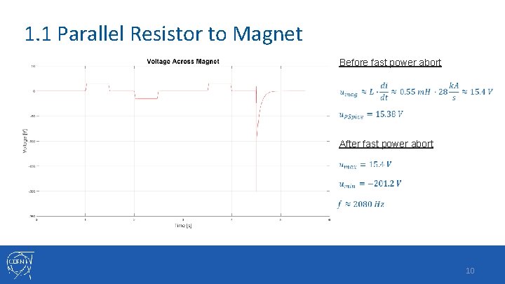1. 1 Parallel Resistor to Magnet Before fast power abort After fast power abort