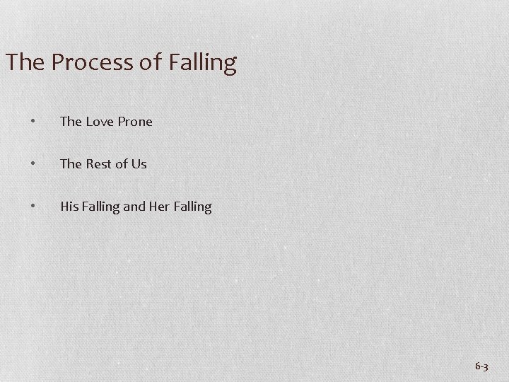 The Process of Falling • The Love Prone • The Rest of Us •