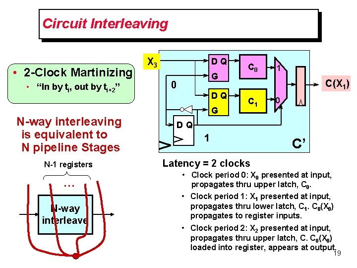 Circuit Interleaving • 2 -Clock Martinizing • “In by ti, out by ti+2” N-way