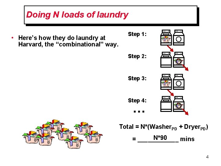 Doing N loads of laundry • Here’s how they do laundry at Harvard, the