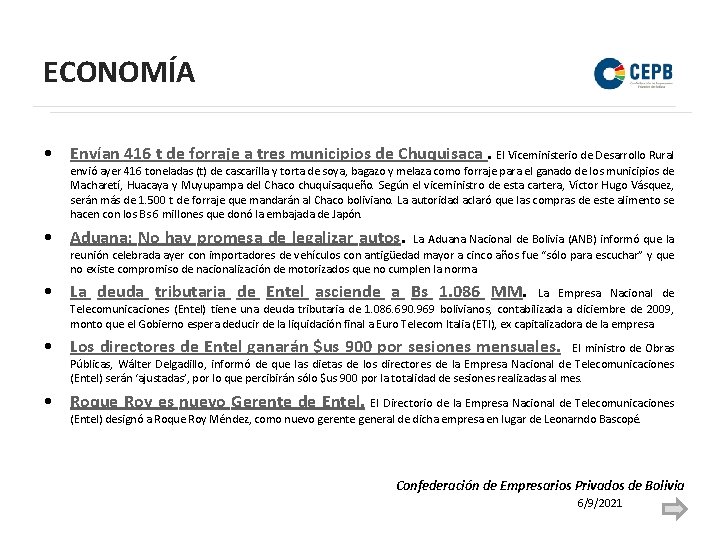 ECONOMÍA • Envían 416 t de forraje a tres municipios de Chuquisaca. El Viceministerio