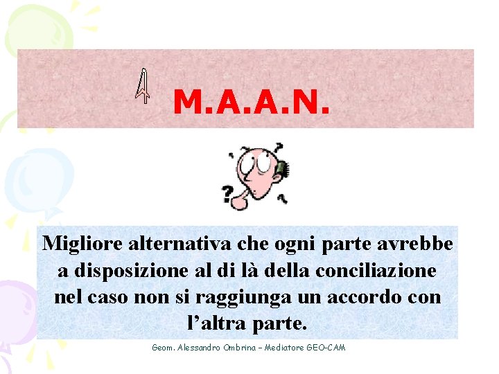 M. A. A. N. Migliore alternativa che ogni parte avrebbe a disposizione al di