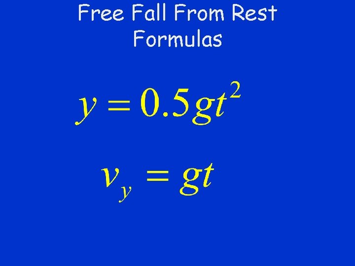 Free Fall From Rest Formulas 