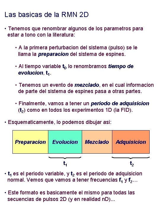 Las basicas de la RMN 2 D • Tenemos que renombrar algunos de los