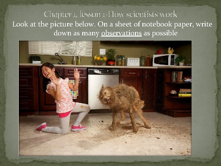 Chapter 1, lesson 1 -How scientists work Look at the picture below. On a