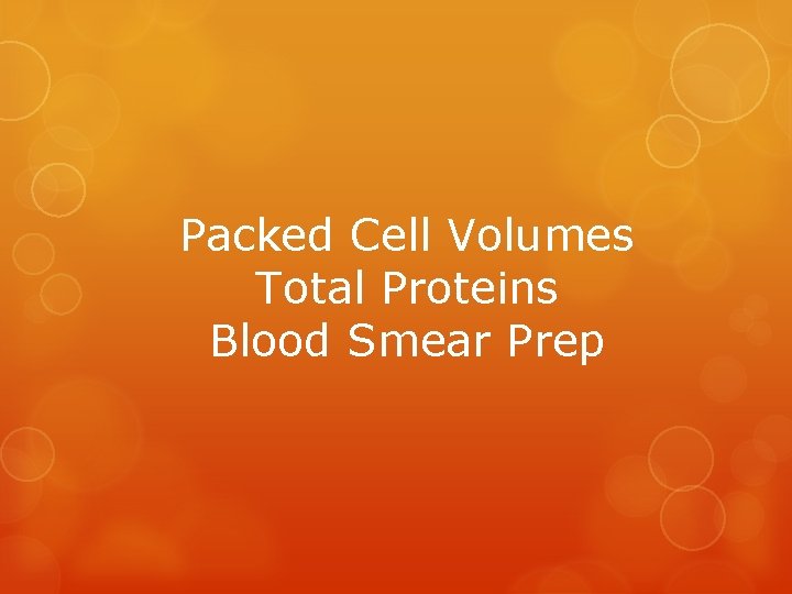 Packed Cell Volumes Total Proteins Blood Smear Prep 