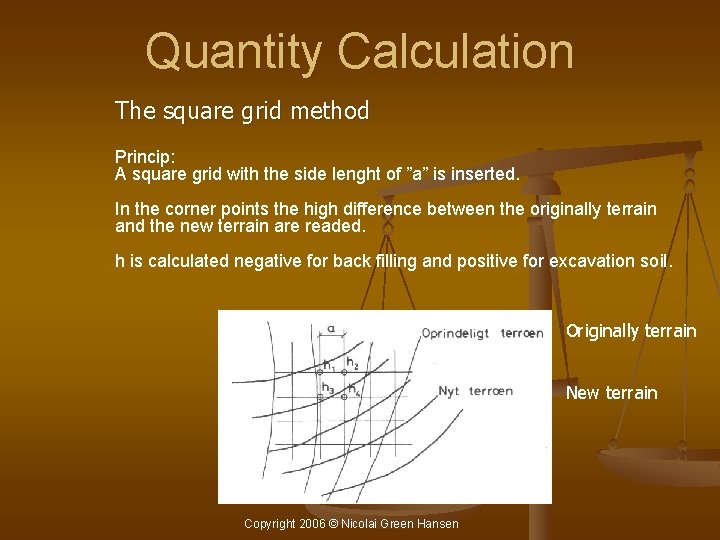 Quantity Calculation The square grid method Princip: A square grid with the side lenght