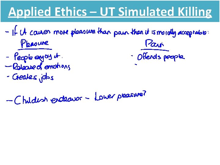 Applied Ethics – UT Simulated Killing 