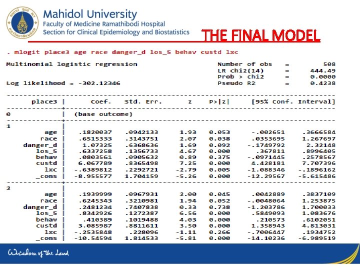 THE FINAL MODEL 