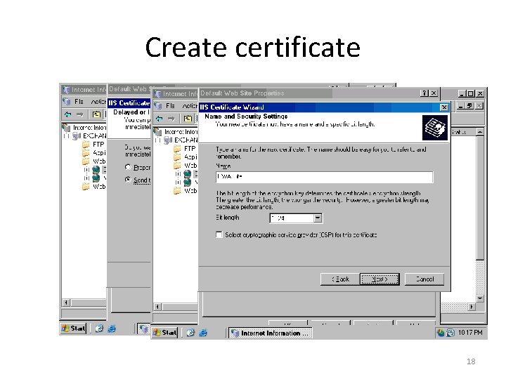 Create certificate 18 