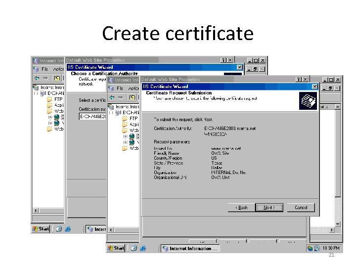 Create certificate 21 