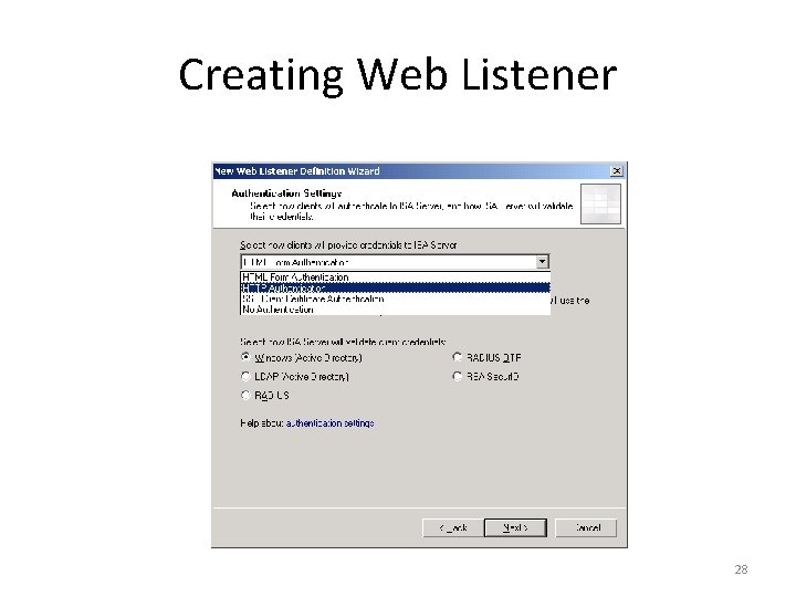 Creating Web Listener 28 