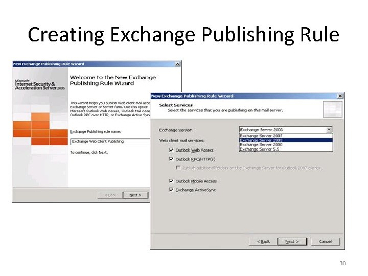 Creating Exchange Publishing Rule 30 