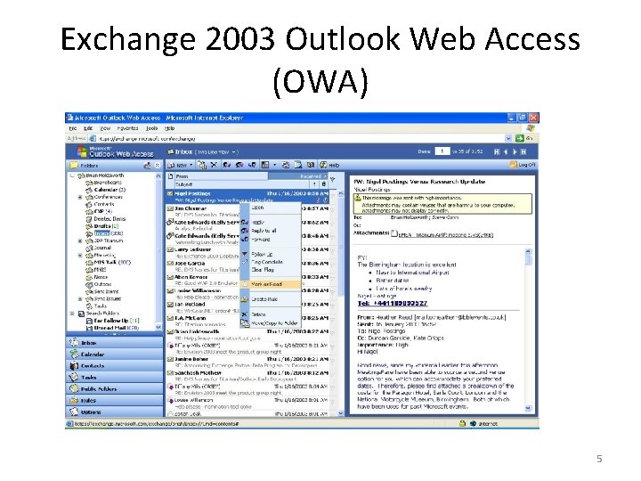 Exchange 2003 Outlook Web Access (OWA) 5 