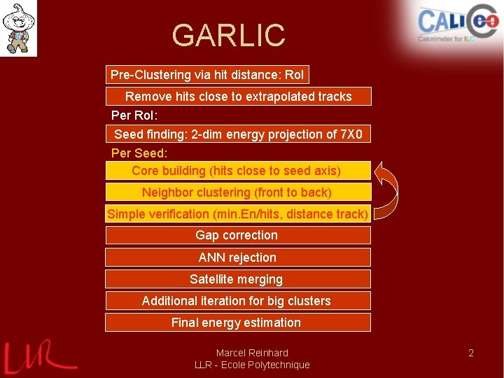 GARLIC Pre-Clustering via hit distance: Ro. I Remove hits close to extrapolated tracks Per