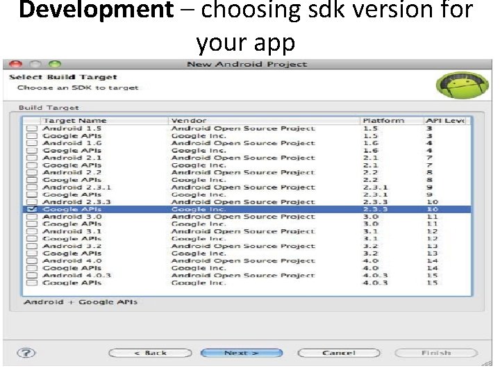 Development – choosing sdk version for your app 