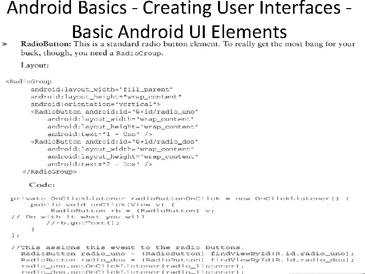 Android Basics - Creating User Interfaces Basic Android UI Elements 