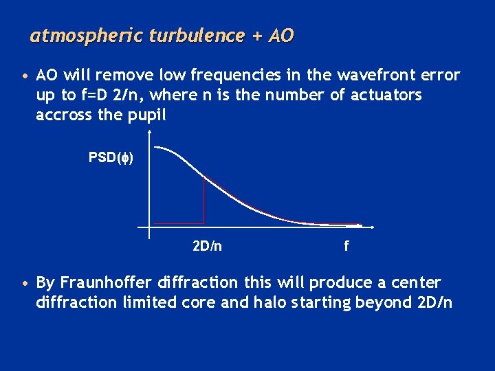 atmospheric turbulence + AO • AO will remove low frequencies in the wavefront error