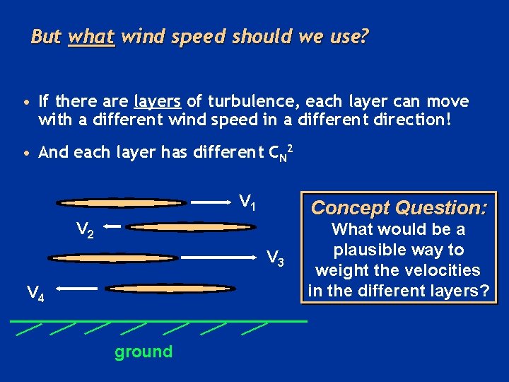But what wind speed should we use? • If there are layers of turbulence,
