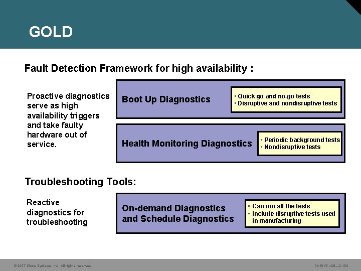 GOLD Fault Detection Framework for high availability : Proactive diagnostics serve as high availability