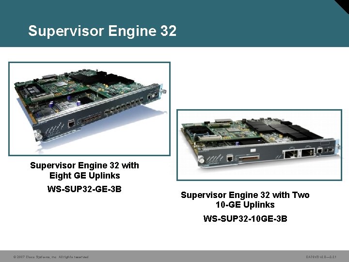 Supervisor Engine 32 with Eight GE Uplinks WS-SUP 32 -GE-3 B Supervisor Engine 32