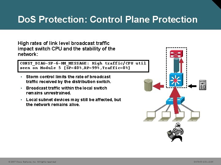 Do. S Protection: Control Plane Protection High rates of link level broadcast traffic impact