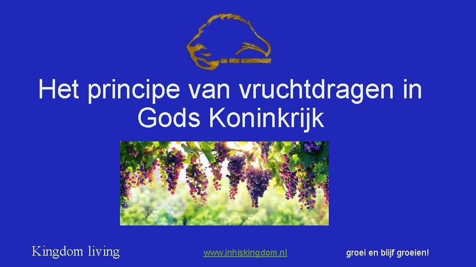 Het principe van vruchtdragen in Gods Koninkrijk Kingdom living www. inhiskingdom. nl groei en