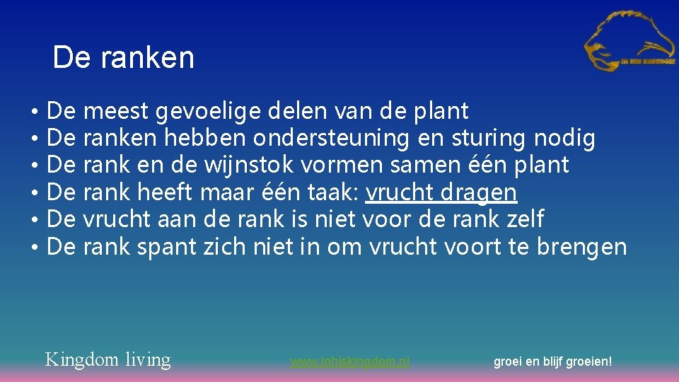 De ranken • • • De meest gevoelige delen van de plant De ranken