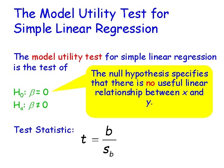 The Model Utility Test for Simple Linear Regression The model utility test for simple