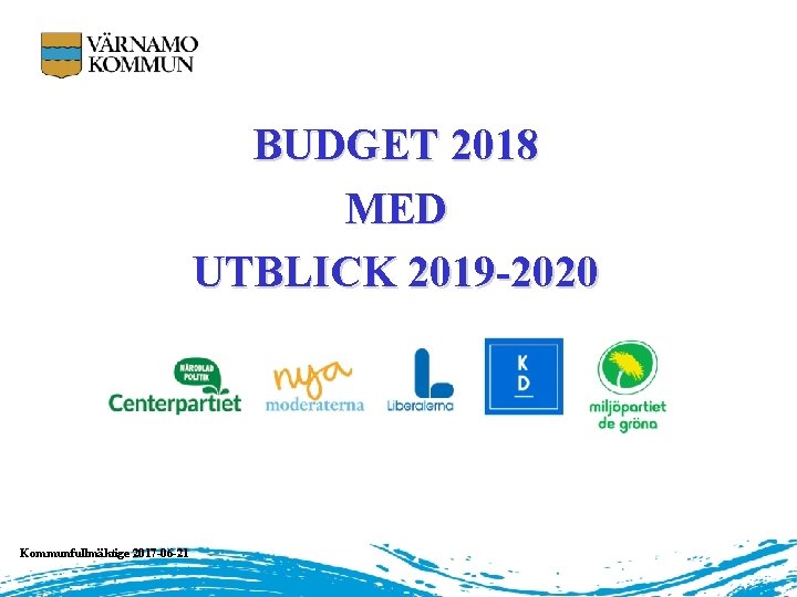 BUDGET 2018 MED UTBLICK 2019 -2020 Kommunfullmäktige 2017 -06 -21 