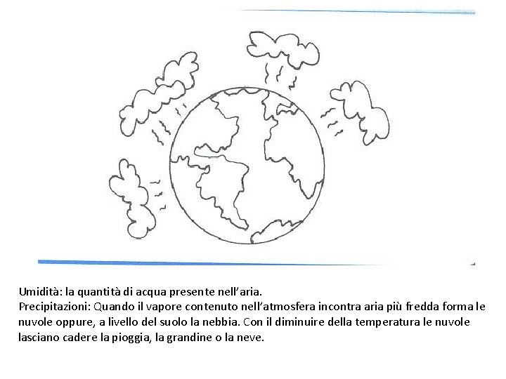 Umidità: la quantità di acqua presente nell’aria. Precipitazioni: Quando il vapore contenuto nell’atmosfera incontra