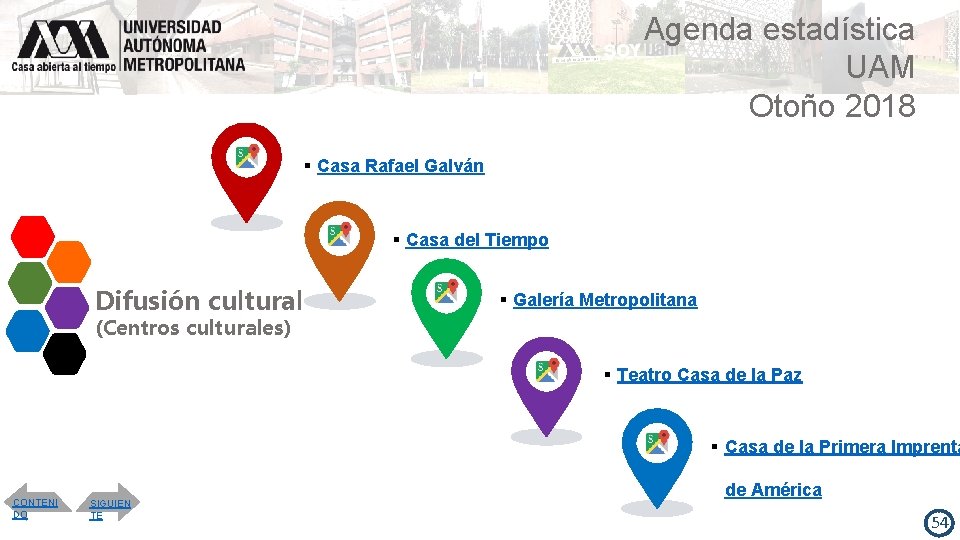 Agenda estadística UAM Otoño 2018 § Casa Rafael Galván § Casa del Tiempo Difusión