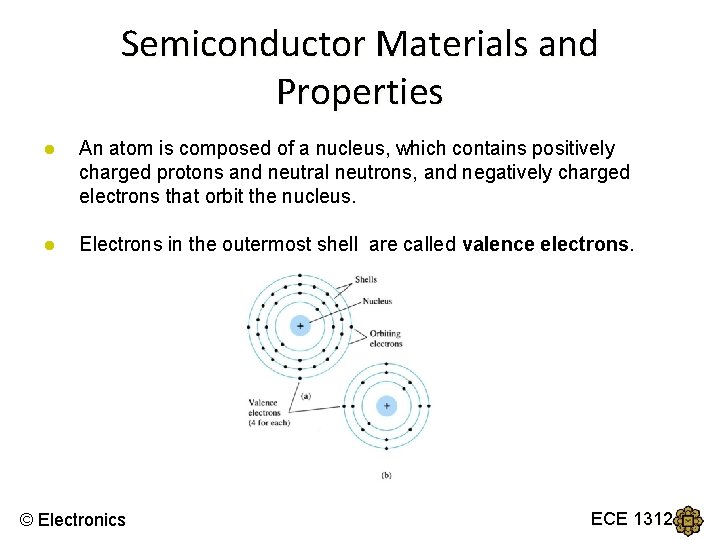 Semiconductor Materials and Properties ● An atom is composed of a nucleus, which contains