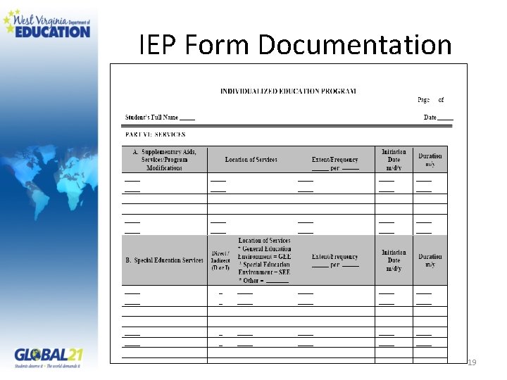 IEP Form Documentation 19 