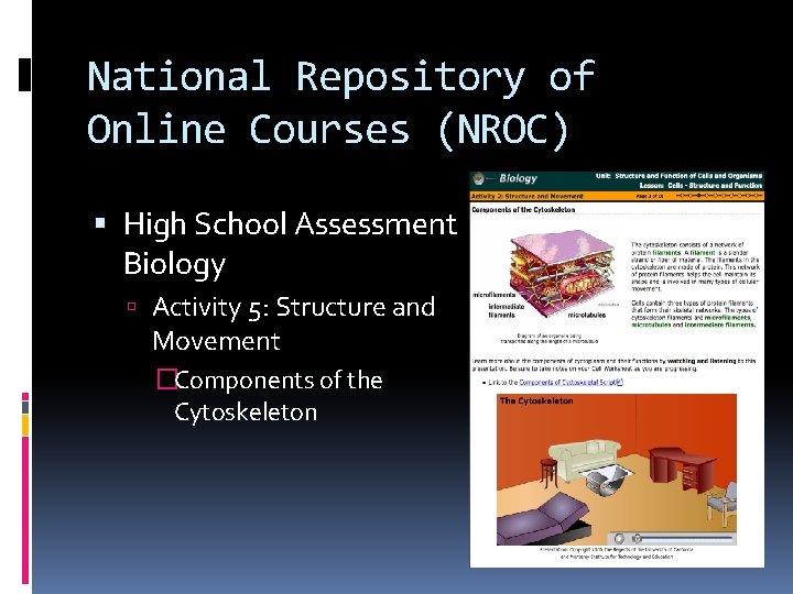 National Repository of Online Courses (NROC) High School Assessment Biology Activity 5: Structure and