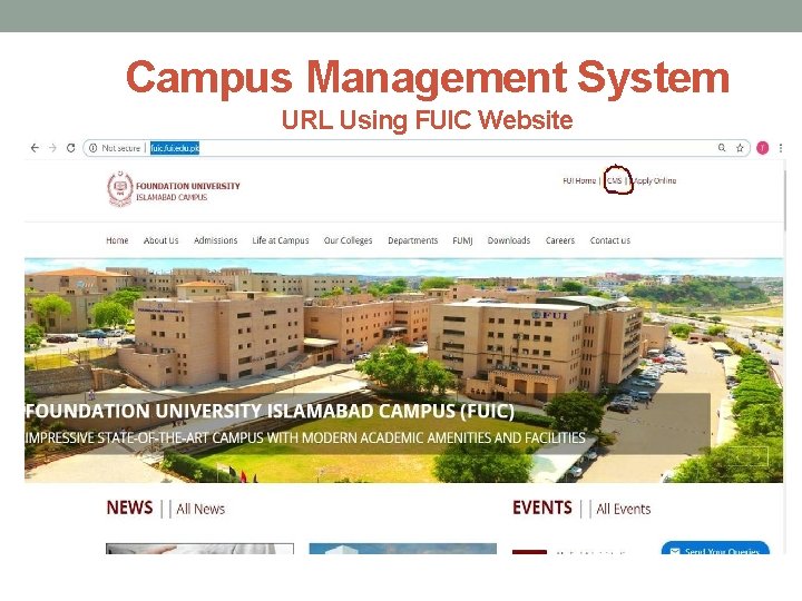 Campus Management System URL Using FUIC Website 