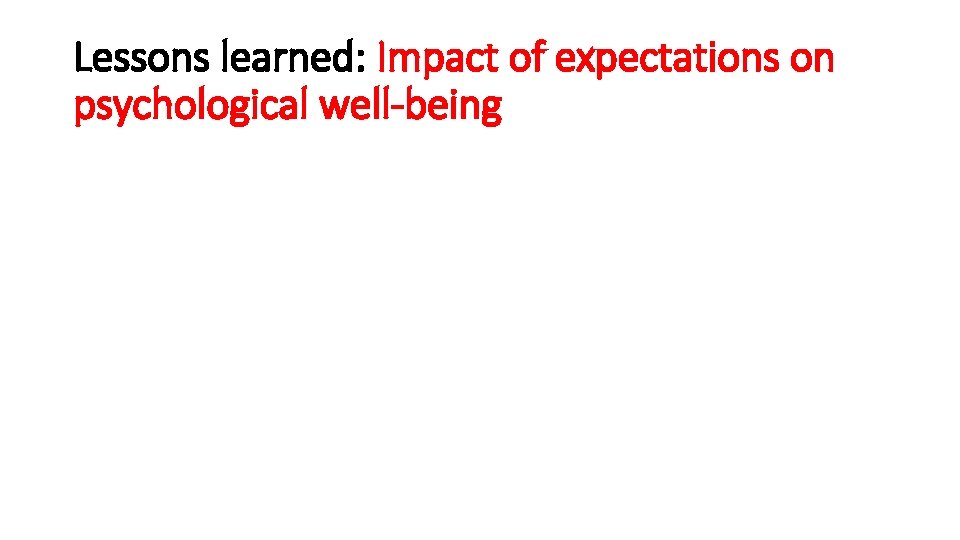 Lessons learned: Impact of expectations on psychological well-being 